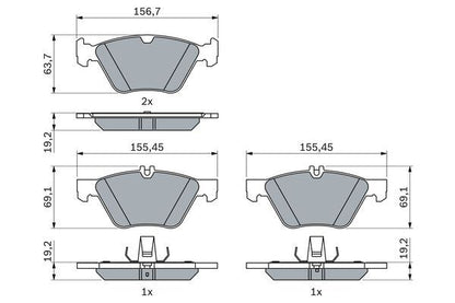 BOSCH 0986494729 Disc Brake Pad Set Front Low-Metallic For Mercedes-Benz E-Class