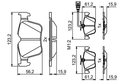 BOSCH 0986494835 Disc Brake Pad Set Rear Low-Metallic Fits Audi A3 Q3 TT
