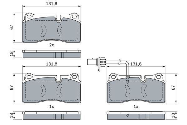 BOSCH 0986494956 Brake Pad Set Rear Low-Metallic 67mm Height Fits Audi R8