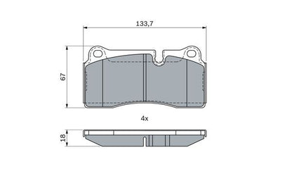 BOSCH 0986494957 Brake Pad Set Rear Low-Metallic 67mm Height Fits Audi R8
