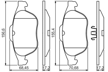 BOSCH 0986495264 Disc Brake Pad Set Front Low-Metallic For Renault Laguna Scenic