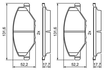 BOSCH 0986495390 Brake Pad Set For Disc Front Low-Metallic Fits VW Polo