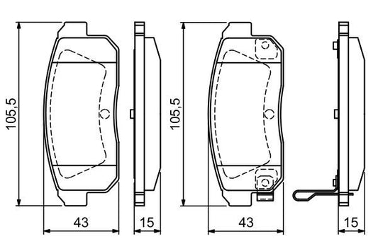 BOSCH 0986494223 Disc Brake Pad Set Rear Low-Metallic Fits Mazda Nissan Suzuki