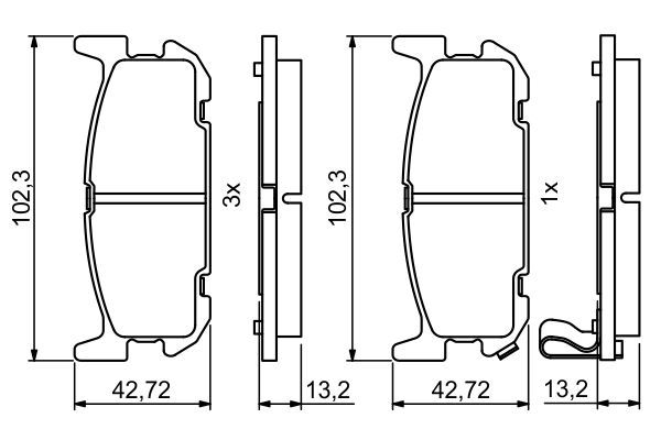 BOSCH 0986494226 Brake Pad Set For Disc Rear Low-Metallic Fits Mazda MX-5