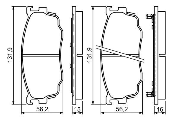 BOSCH 0986494258 Disc Brake Pad Set Front Low-Metallic Fits Mazda 626 Premacy
