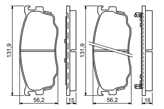 BOSCH 0986494258 Disc Brake Pad Set Front Low-Metallic Fits Mazda 626 Premacy