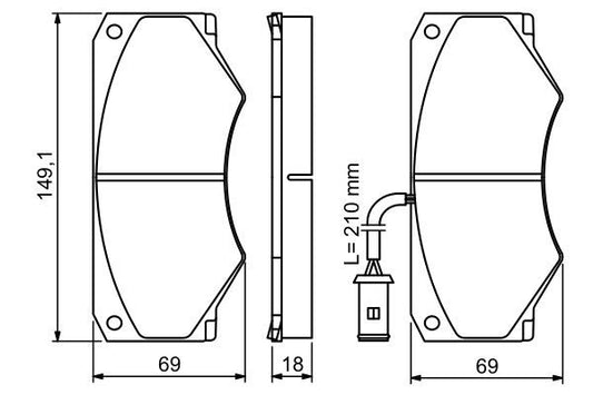 BOSCH 0986494301 Disc Brake Pad Set Front Low-Metallic Fits Iveco Daily