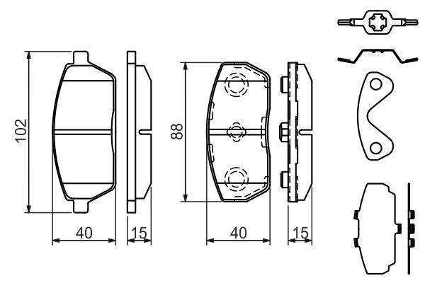 BOSCH 0986494312 Disc Brake Pad Set Front Fits Suzuki Super Carry Carry