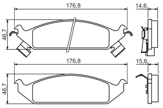 BOSCH 0986494313 Disc Brake Pad Set Front Low-Metallic Fits Chrysler Dodge