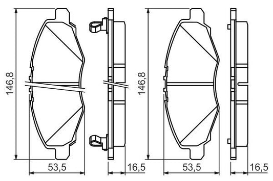 BOSCH 0986494326 Disc Brake Pad Set Front Low-Metallic Fits Toyota Hilux Vigo