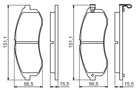 BOSCH 0986494362 Disc Brake Pad Set Front Low-Metallic Fits Mitsubishi L200