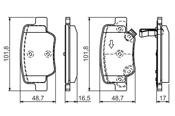 BOSCH 0986494404 Disc Brake Pad Set Rear Low-Metallic Fits Toyota Verso