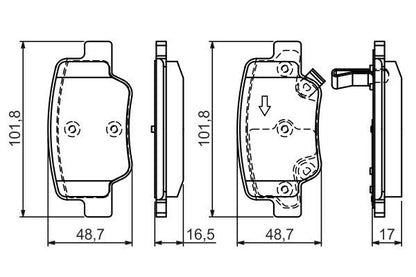 BOSCH 0986494404 Disc Brake Pad Set Rear Low-Metallic Fits Toyota Verso