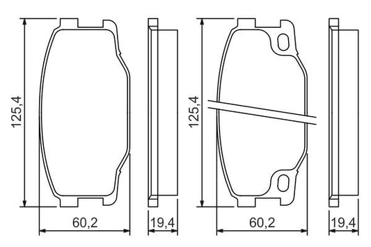 BOSCH 0986494442 Brake Pad Set Low-Metallic 60.2mm Height Fits MITSUBISHI