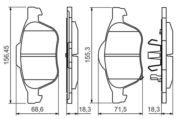 BOSCH 0986494485 Disc Brake Pad Set Front Low-Metallic Fits Toyota Avensis