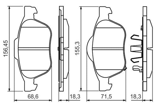 BOSCH 0986494485 Disc Brake Pad Set Front Low-Metallic Fits Toyota Avensis