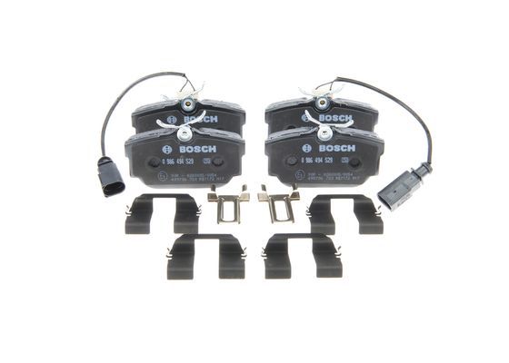 BOSCH 0986494529 Brake Pads Rear Low-Metallic W/ Anti-Squeak Plate Fits Seat VW