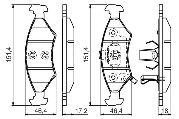 BOSCH 0986494547 Disc Brake Pad Set Front Low-Metallic Fits Kia Mentor Shuma