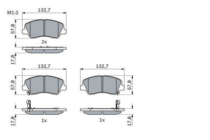 BOSCH 0986494563 Disc Brake Pad Set Front Low-Metallic Fits Hyundai Kia