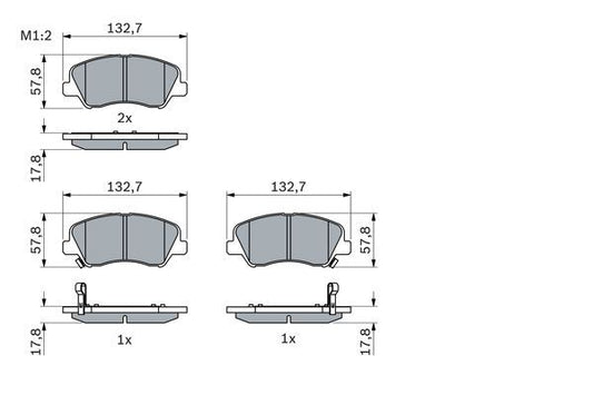 BOSCH 0986494563 Disc Brake Pad Set Front Low-Metallic Fits Hyundai Kia