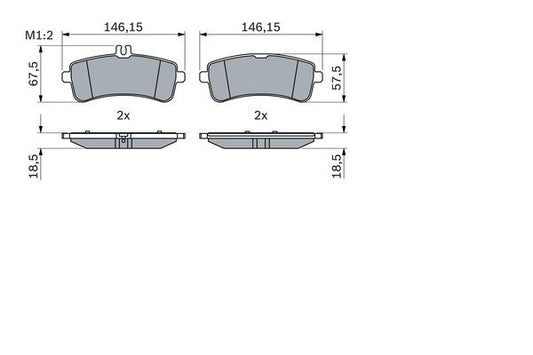 BOSCH 0986494764 Disc Brake Pad Set Rear Fits Mercedes-Benz AMG GT S-Class