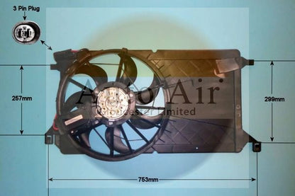 AUTO AIR 05-1268 Radiator Fan Electric Motor Centre Cooling System Fits Ford