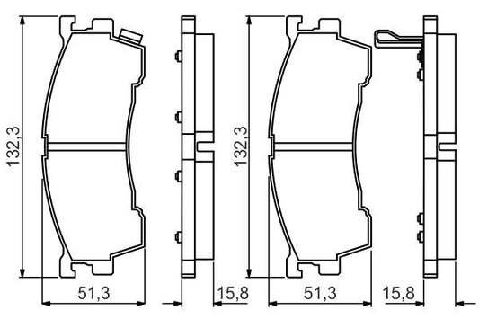 BOSCH 0986495265 Brake Pad Set Front Low-Metallic 51.3mm Height Fits Mazda