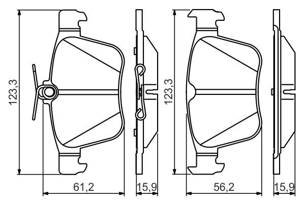 BOSCH 0986495346 Brake Pads Rear Low-Metallic W/ Anti-Squeak Plate Fits Seat VW