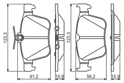 BOSCH 0986495346 Brake Pads Rear Low-Metallic W/ Anti-Squeak Plate Fits Seat VW