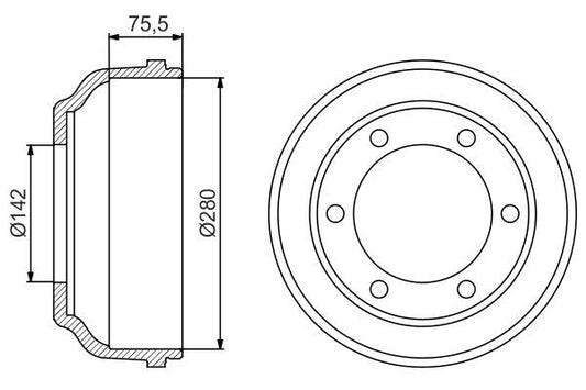 BOSCH 0986477195 Brake Drum Rear 315mm Outer Diameter Fits Ford Transit