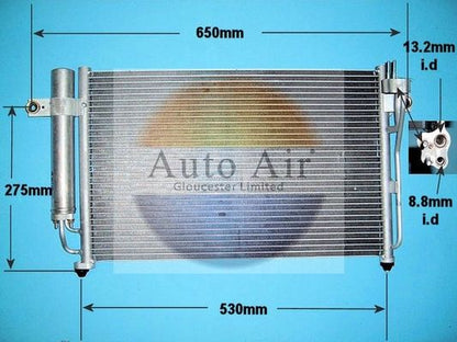 AUTO AIR 16-1056 Air Conditioning Condenser A/C Air Con Fits Hyundai Getz