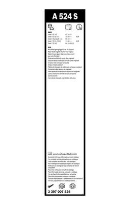 2 x BOSCH AEROTWIN A524S Flat Wiper Blades (Pair) 650/450mm Fits Alpina BMW