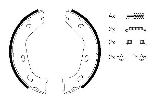 BOSCH 0986487542 Parking Brake Shoe Set Rear With Accessories Fits Mercedes-Benz