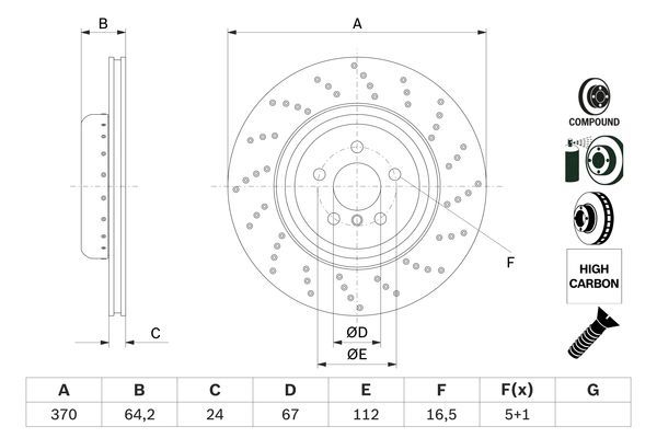 BOSCH 0986479G13 Brake Disc Rear Right Fits BMW 5 Series 6 Series 7 Series
