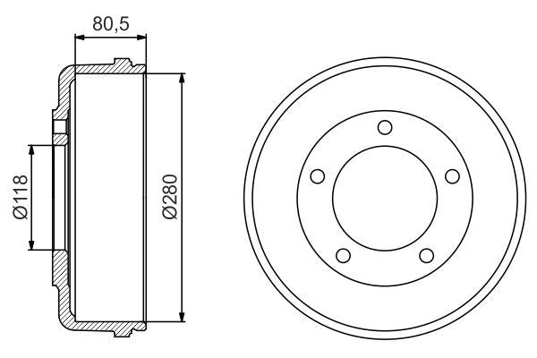 BOSCH 0986477203 Brake Drum Rear 314mm Outer Diameter Fits Ford Transit