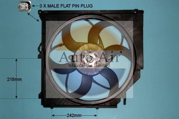 AUTO AIR 05-1043 Radiator Fan Electric Motor Centre Cooling System Fits BMW X3