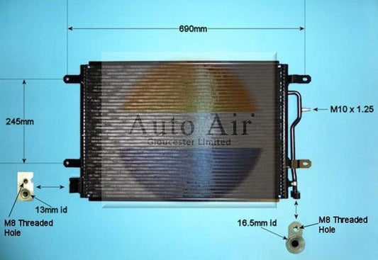 AUTO AIR 16-9692 Air Condenser A/C Air Conditioning Fits Audi A4 A6 Allroad