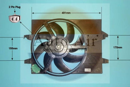 AUTO AIR 05-1256 Radiator Fan Electric Motor Centre Fits Ford Fiesta Fusion
